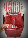 Bespoke Leather Bag- "backpack style" {Vintage Red}