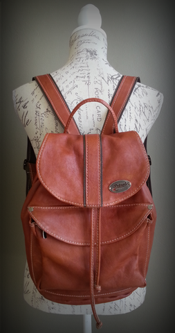 Bespoke Leather Bag "backpack style" {Burnt vintage orange}