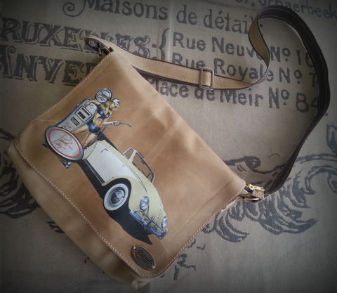 Bespoke Leather Bag - VW Beetle & Pin-up