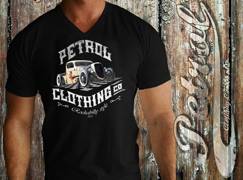 Rat Rod & pin-up Rockabilly style design -  V-neck T {unisex}