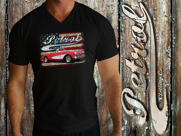 Corvette | US Flag V-Neck T {unisex}