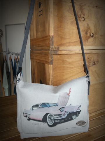 Bespoke Leather Bag - Postman's Style {Pink Caddy & Milkshake design}