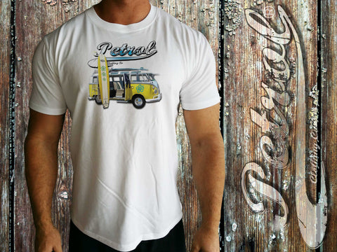 VW Splitty Kombi - surf style on crew neck T