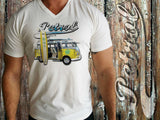 VW Splitty Kombi - surf style on V-neck T {unisex}